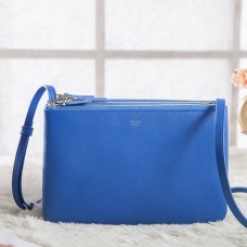 Celine malá crossbody kabelka Trio z modré telecí kůže Celine malá crossbody kabelka Trio z modré telecí kůže