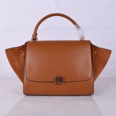Celine Hnědá Klasická Kožená Kabelka Trapeze 30cm Celine Hnědá Klasická Kožená Kabelka Trapeze 30cm