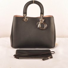 Střední kabelka Dior Diorissimo z černé originální kůže (zlaté kování) 603