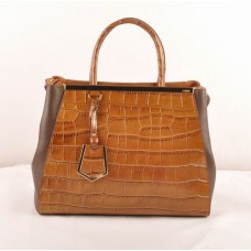 Fendi 2jours Coffee Crocodile Veins Leather s tmavě kávovou koženou taškou Ferrari střední velikosti