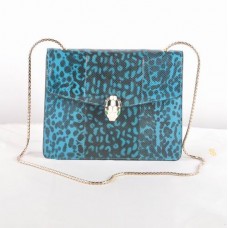Kožená kabelka přes rameno Bvlgari Serpenti s hadím žilkami, modrá 605 Kožená kabelka přes rameno Bvlgari Serpenti s hadím žilkami, modrá 605