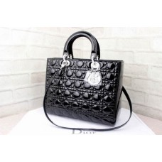 Replika Dior Lady Default Lakovaná kožená černá kabelka