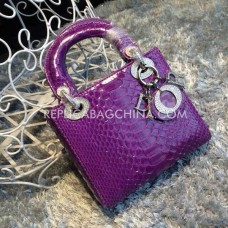 Replika Dior Lady Totes hadí kůže fialová
