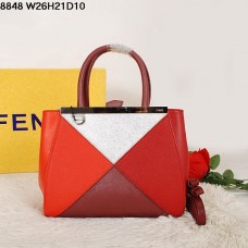 Fendi 2Jours Vícebarevná červená kožená kabelka Ferrari 8848 Fendi 2Jours Vícebarevná červená kožená kabelka Ferrari 8848