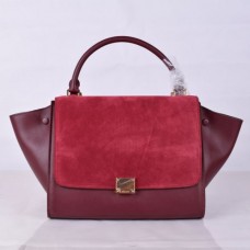 Velká kožená kabelka Celine Trapeze, vínová, semišová Velká kožená kabelka Celine Trapeze, vínová, semišová