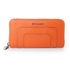 Bvlgari Serpenti originální kožená peněženka na zip oranžová 201301