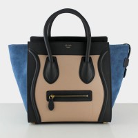 Velká cestovní taška Celine, černá, tělově modrá, semišová Velká cestovní taška Celine, černá, tělově modrá, semišová