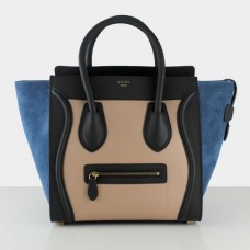 Velká cestovní taška Celine, černá, tělově modrá, semišová Velká cestovní taška Celine, černá, tělově modrá, semišová