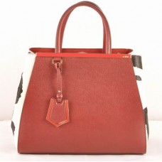 Fendi 2jours kožená kabelka s červeným křížem a černobílou vrstvou koňských žíní střední velikosti Fendi 2jours kožená kabelka s červeným křížem a černobílou vrstvou koňských žíní střední velikosti