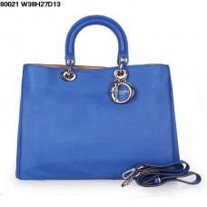 Dior Diorissimo Jumbo taška Sapphire Blue Nappa Leather (stříbrný hardware) 8002 Dior Diorissimo Jumbo taška Sapphire Blue Nappa Leather (stříbrný hardware) 8002