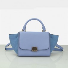 Malá semišová kabelka Celine Trapeze ledově modrá