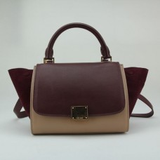 Celine Trapeze tmavě červená semišová kožená kabelka Celine Trapeze tmavě červená semišová kožená kabelka