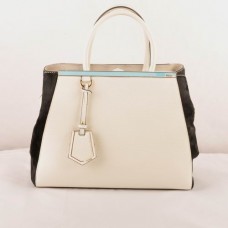 Fendi 2jours bílá telecí kůže s černou koňskou žíní střední velikosti kabelka