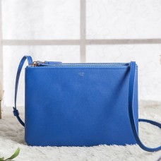 Velká crossbody kabelka Celine Trio z modré telecí kůže