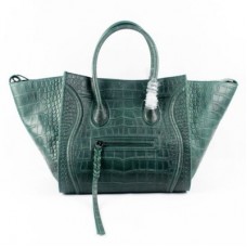 Celine tmavě zelené kožené kabelky Boston Crocs Celine tmavě zelené kožené kabelky Boston Crocs