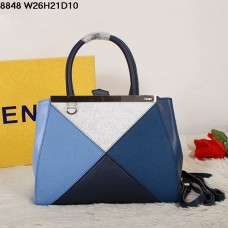 Fendi 2Jours Vícebarevná safírově modrá kožená kabelka Ferrari 8848 Fendi 2Jours Vícebarevná safírově modrá kožená kabelka Ferrari 8848