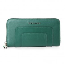 Bvlgari Serpenti Originální kožená peněženka na zip zelená 201301