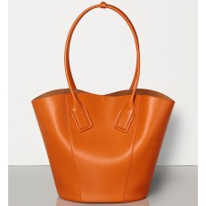 Bottega Veneta Střední Košíková Taška z Oranžové Telecí Kůže Bottega Veneta Střední Košíková Taška z Oranžové Telecí Kůže
