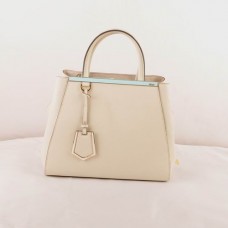 Kožená malá kabelka Fendi 2jours béžové barvy s křížovými žilkami