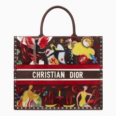 Ručně malovaná knižní taška Dior s vícebarevným ohnivým prvkem