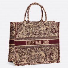 Taška Dior Burgundy Book Tote Toile De Jouy