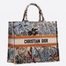 Dior Book Tote Bag v džínové modré Toile De Jouy Tropicalia