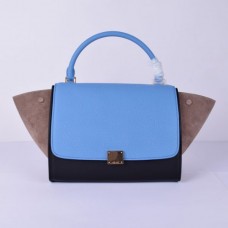 Velká semišová kabelka Celine Trapeze v modré a černé barvě v khaki barvě Velká semišová kabelka Celine Trapeze v modré a černé barvě v khaki barvě