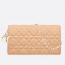 Kabelka Dior Lady Dior s řetízkem z jehněčí kůže v tělové barvě