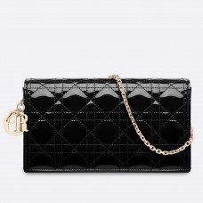 Kabelka Dior Lady Dior s řetízkem v černém laku