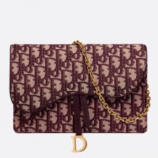 Kabelka Dior Bordeaux Oblique Saddle Chain Clutch