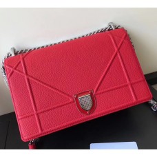 Klapková kabelka Dior Diorama z červené telecí kůže s texturou