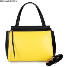 Celine EDGE telecí kožená taška citronově žlutá/černá 26938 Celine EDGE telecí kožená taška citronově žlutá/černá 26938