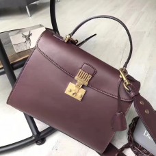 Taška Dior DiorAddict z telecí kůže v bordó barvě