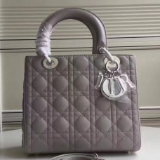 Střední dámská kabelka Dior z šedé jehněčí kůže