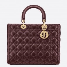 Velká taška Dior Lady Dior V Bordeaux Cannage Lambskin Velká taška Dior Lady Dior V Bordeaux Cannage Lambskin