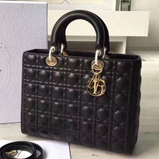 Velká dámská kabelka Dior z černé jehněčí kůže