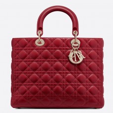 Velká dámská kabelka Dior z červené jehněčí kůže Cannage