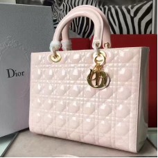 Velká dámská kabelka Dior z béžové lakované kůže