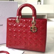 Velká dámská kabelka Dior z červené lakované kůže
