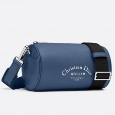 Kabelka Dior Roller Pouch z modré telecí kůže s texturou