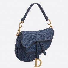 Kabelka Dior Saddle Bag z džínovině modrého plátna Dior Oblique Kabelka Dior Saddle Bag z džínovině modrého plátna Dior Oblique