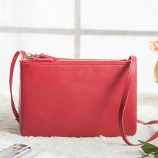 Celine malá crossbody kabelka Trio z červené telecí kůže Celine malá crossbody kabelka Trio z červené telecí kůže