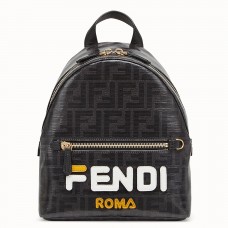 Černý glazovaný látkový mini batoh Fendi